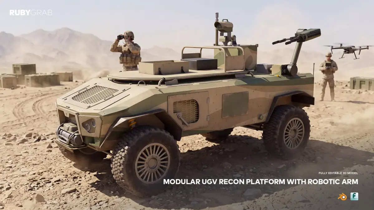 Modular PHOBOS UGV Recon Platform with Robotic Arm 3D model