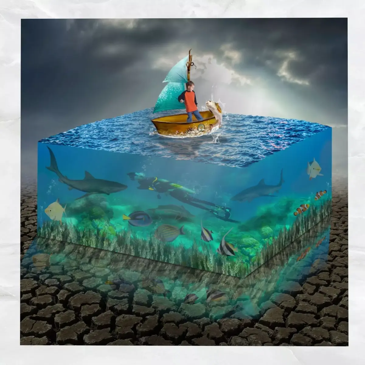 Canvas Art Surreal Aquarium Low-poly 3D model