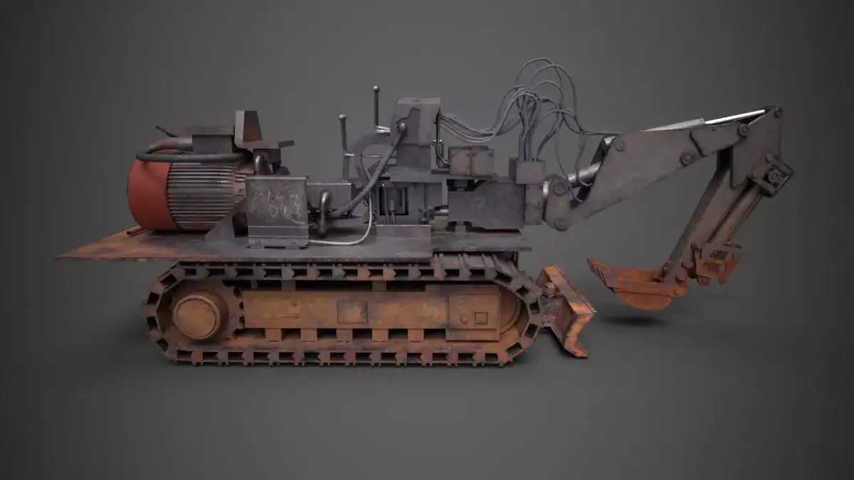 Heavy Duty Tunnel Excavator Rusted Machine Low-poly 3D model