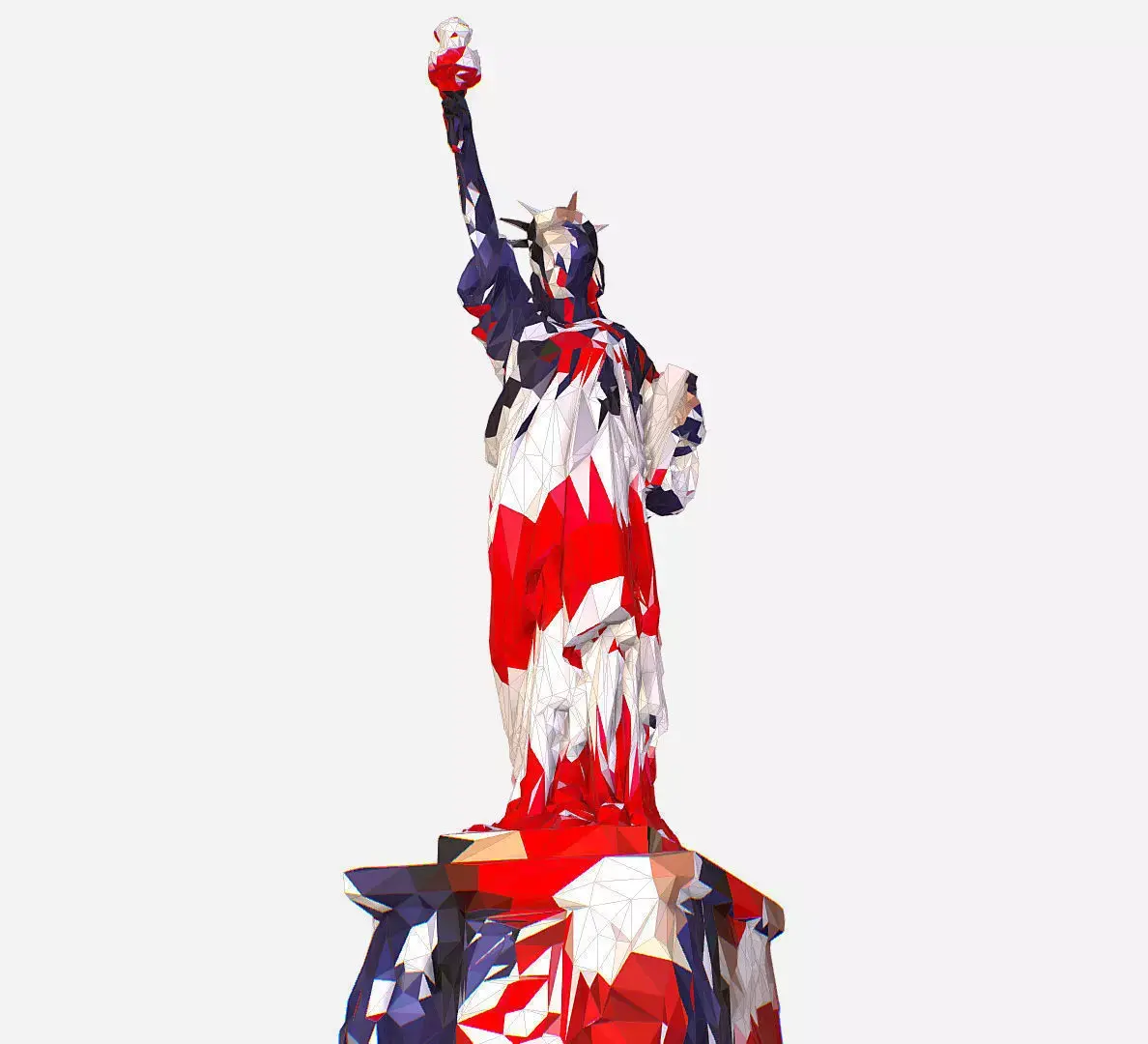 Low Polygon Art USA color Liberty Statue Low-poly 3D model