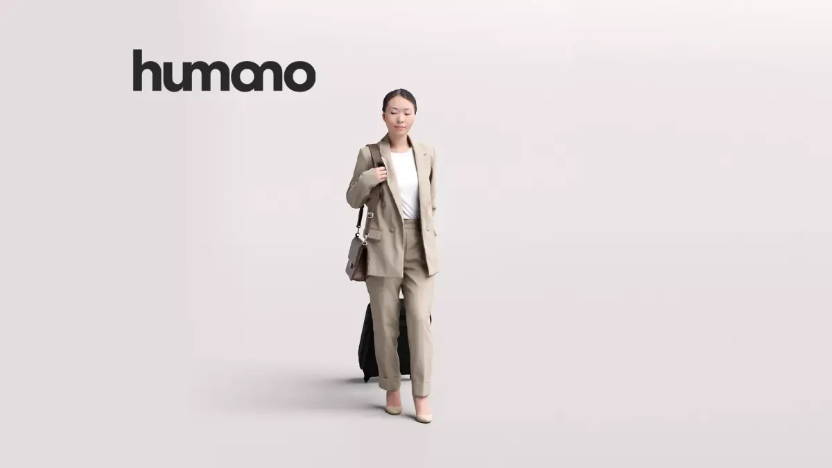 Humano Traveling Woman with suitcase 2206-11 3D model