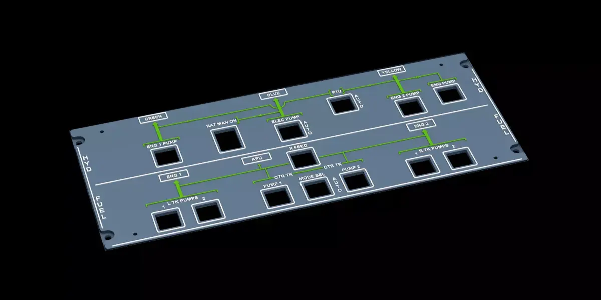 AIRBUS A320 OVERHEAD - HYDFUEL PANEL 3D print model