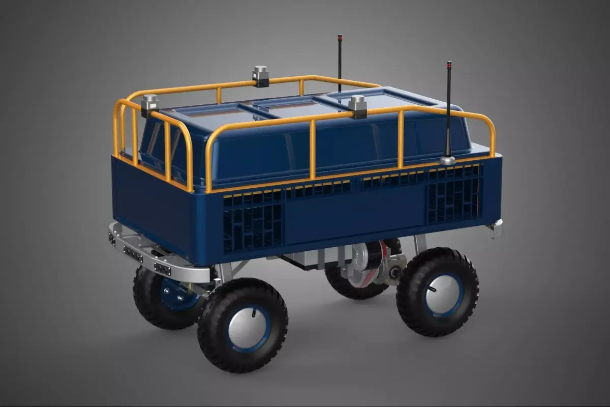 UNMANNED TRANSPORT ROBOT VEHICLE CART DELIVERY TROLLEY TRUCK UGV 3D model