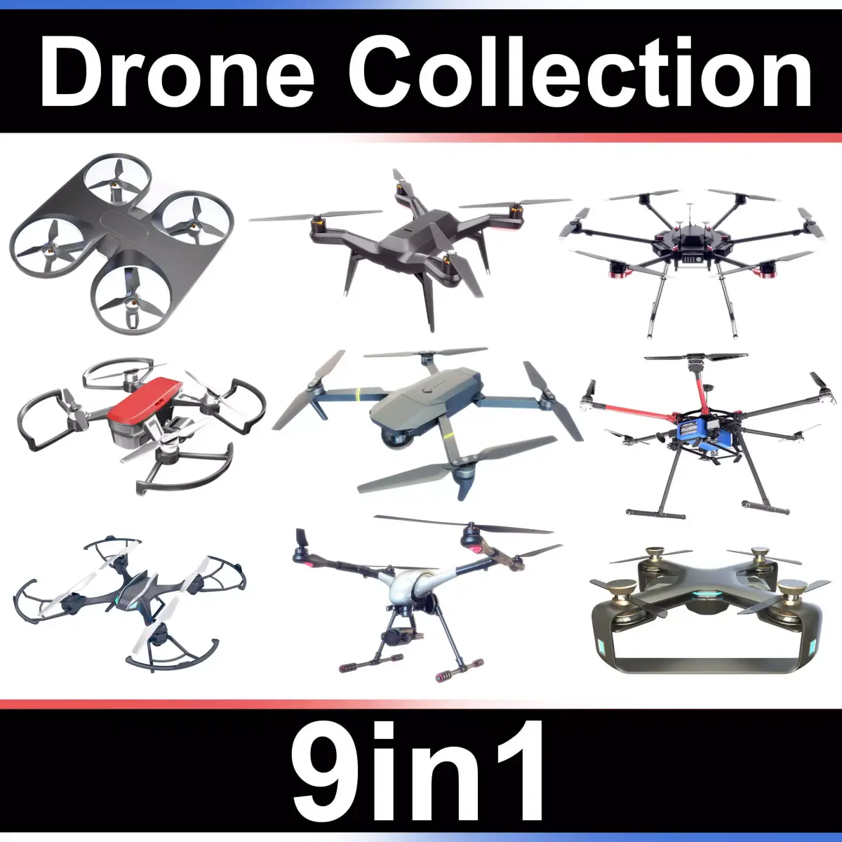 Drone Collection Set 9in1 3D model