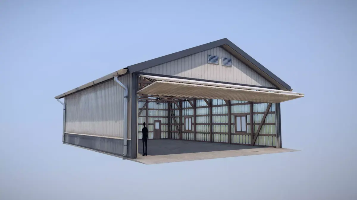 Airfield Hangar 12m Vr1 DARK Low-poly 3D model