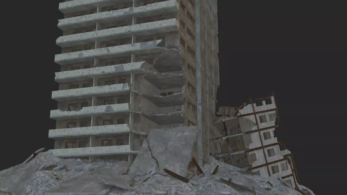 destroyed building Low-poly 3D model order