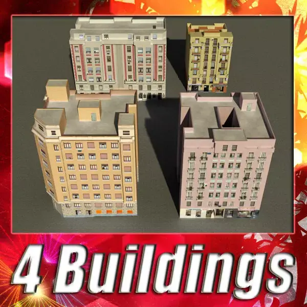 Building Collection 85-88 Low-poly 3D model
