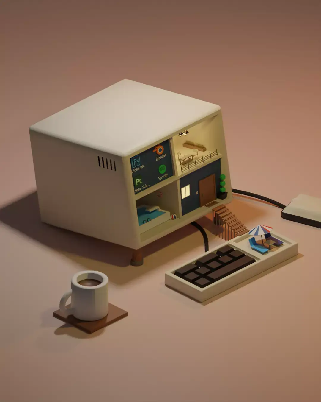 PC HOUSE Free low-poly 3D model