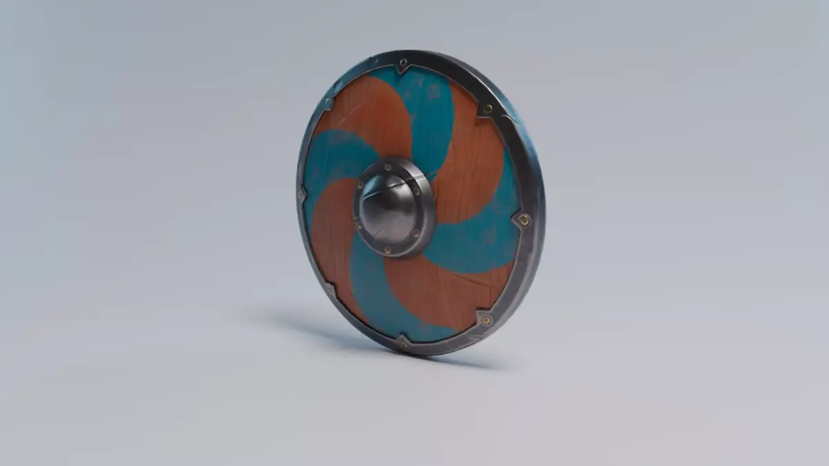 Stylized round shield Low-poly 3D model