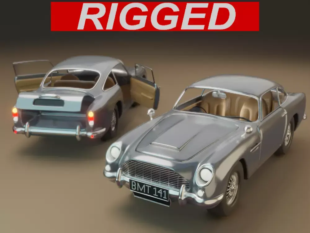 Aston Martin DB5 Car 3D model rigged 3D model