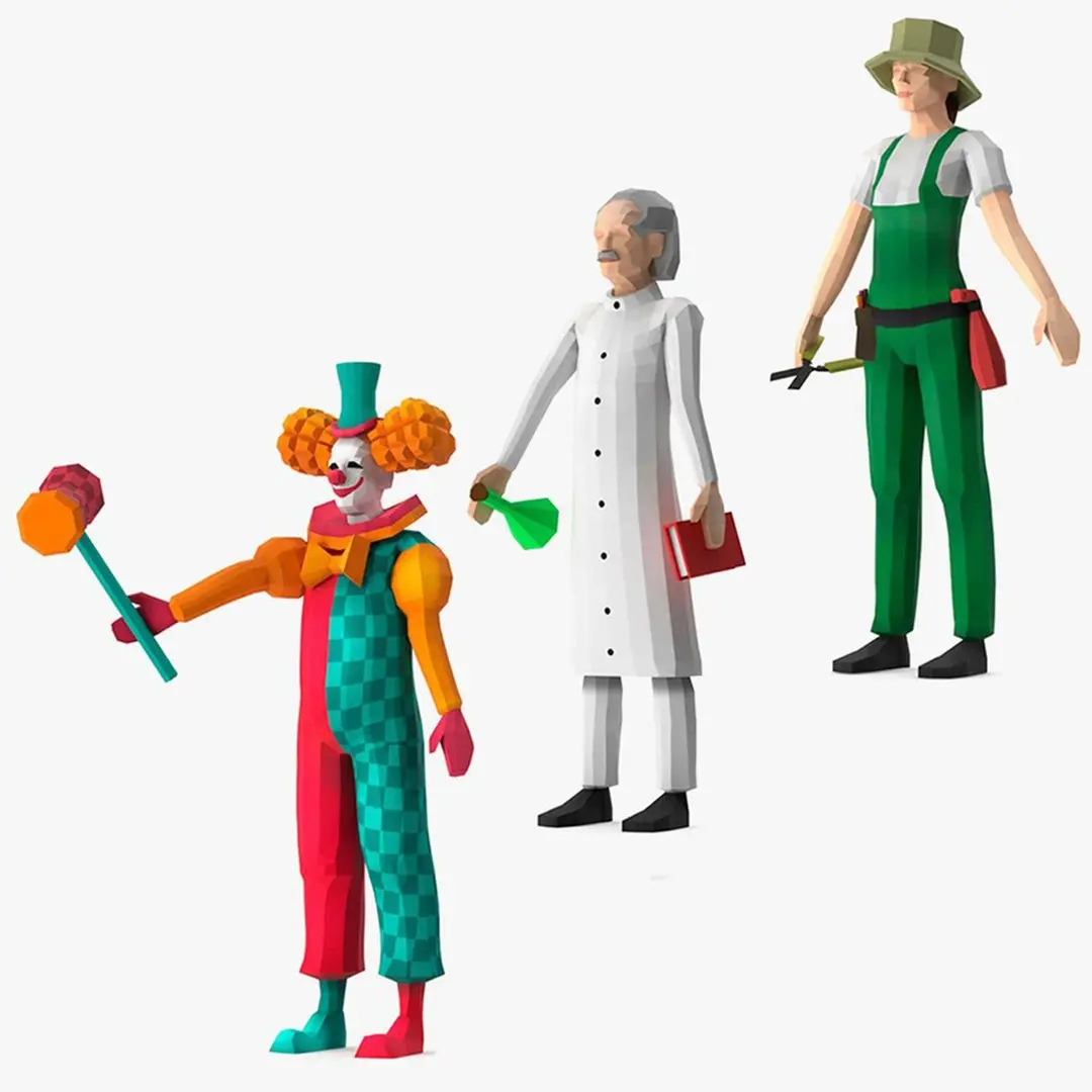 Low Poly Characters Collection 4 Rigged for Cinema 4D 3D model
