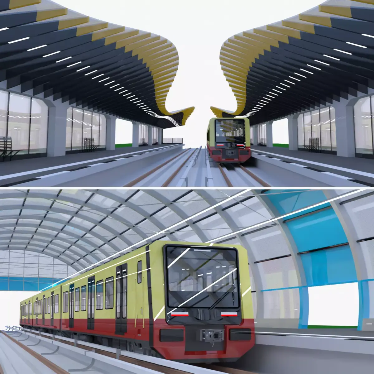 S-bahn stations collection 3D Model Pack purchase