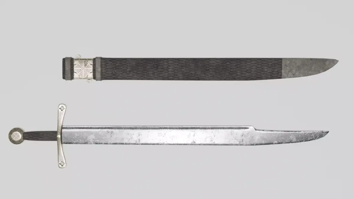 Falchion One-Handed Sword Low-poly 3D model
