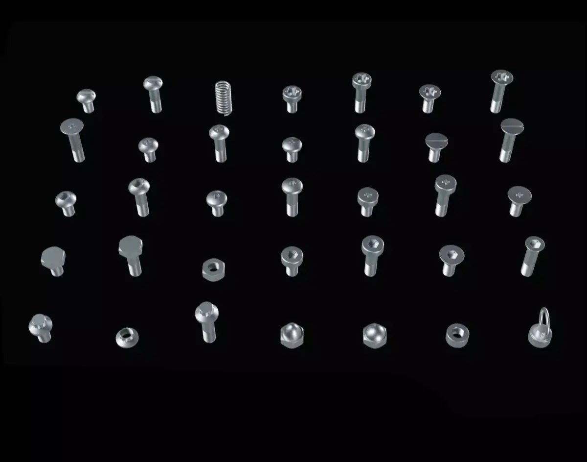 35 Bolts and nuts Low-poly 3D model