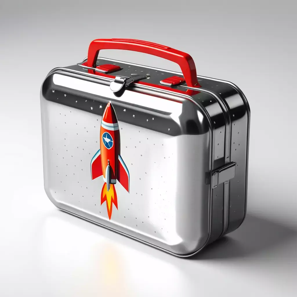 Dented Retro Rocket Lunchbox 3D model