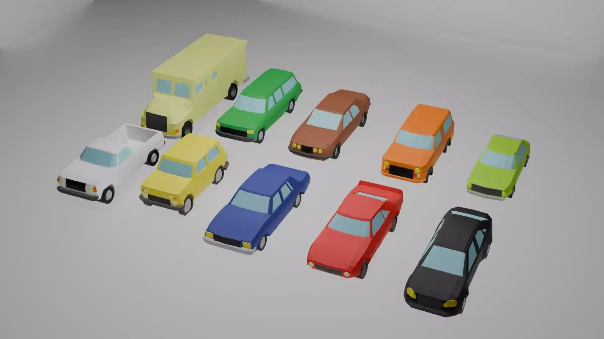 Low Poly Car Pack - 10 Unique Models for Your Projects Free low-poly 3D model