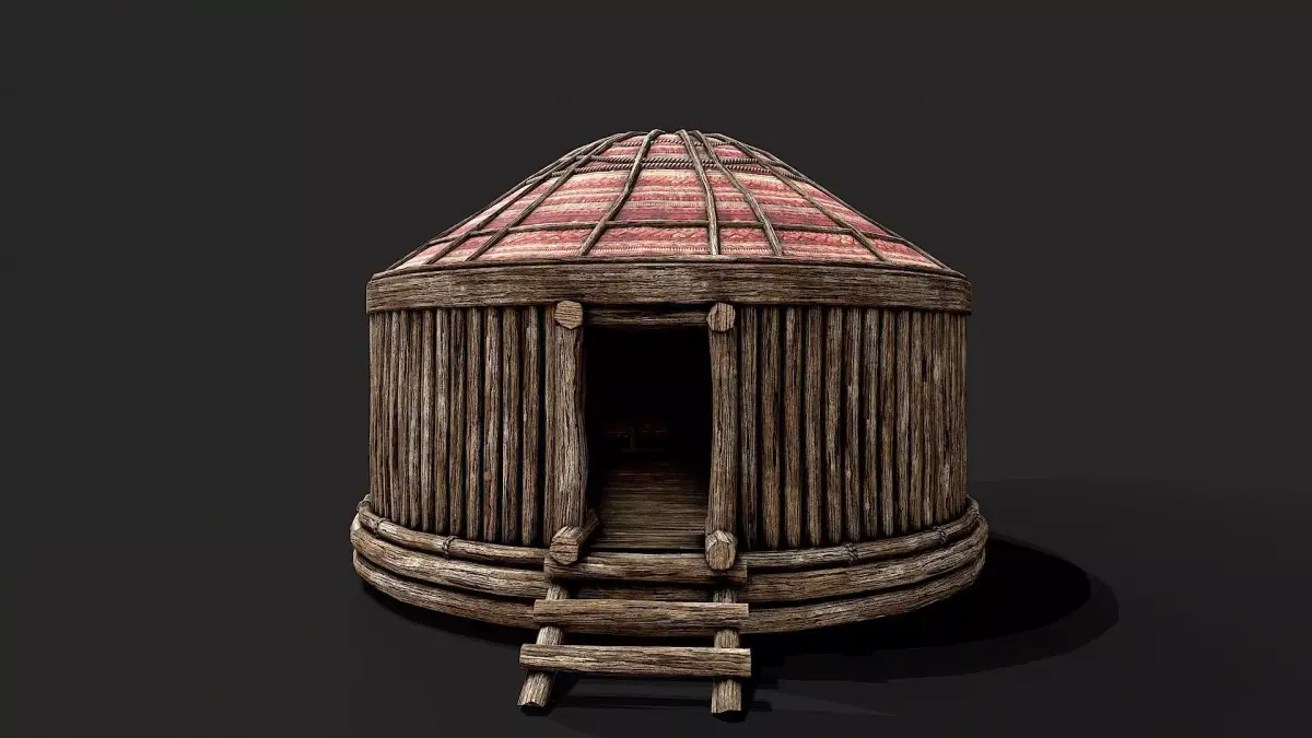 Traditional Yurt Nomads Tent with Interior 6 Low-poly 3D model