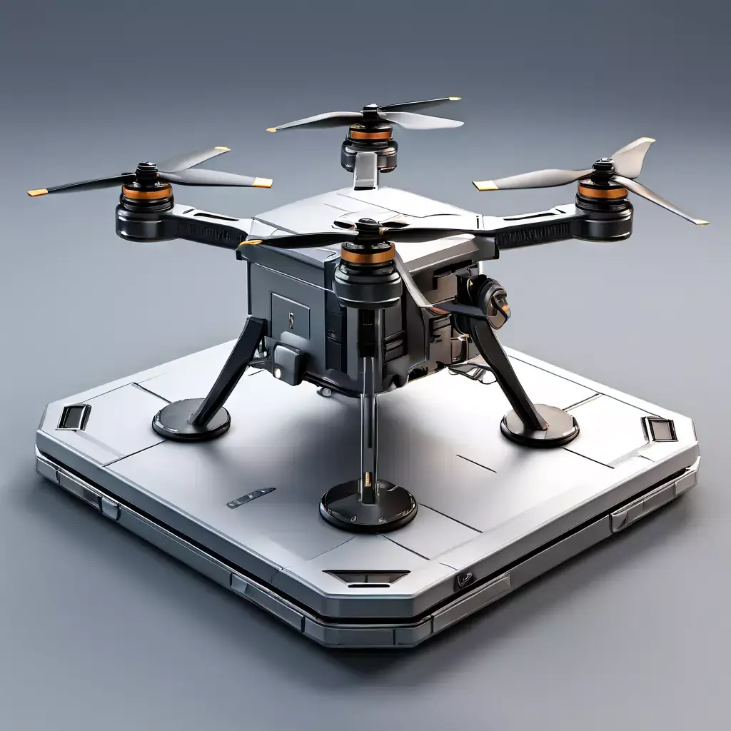 SciFi Cargo Drone with Landing Pad Low-poly 3D model