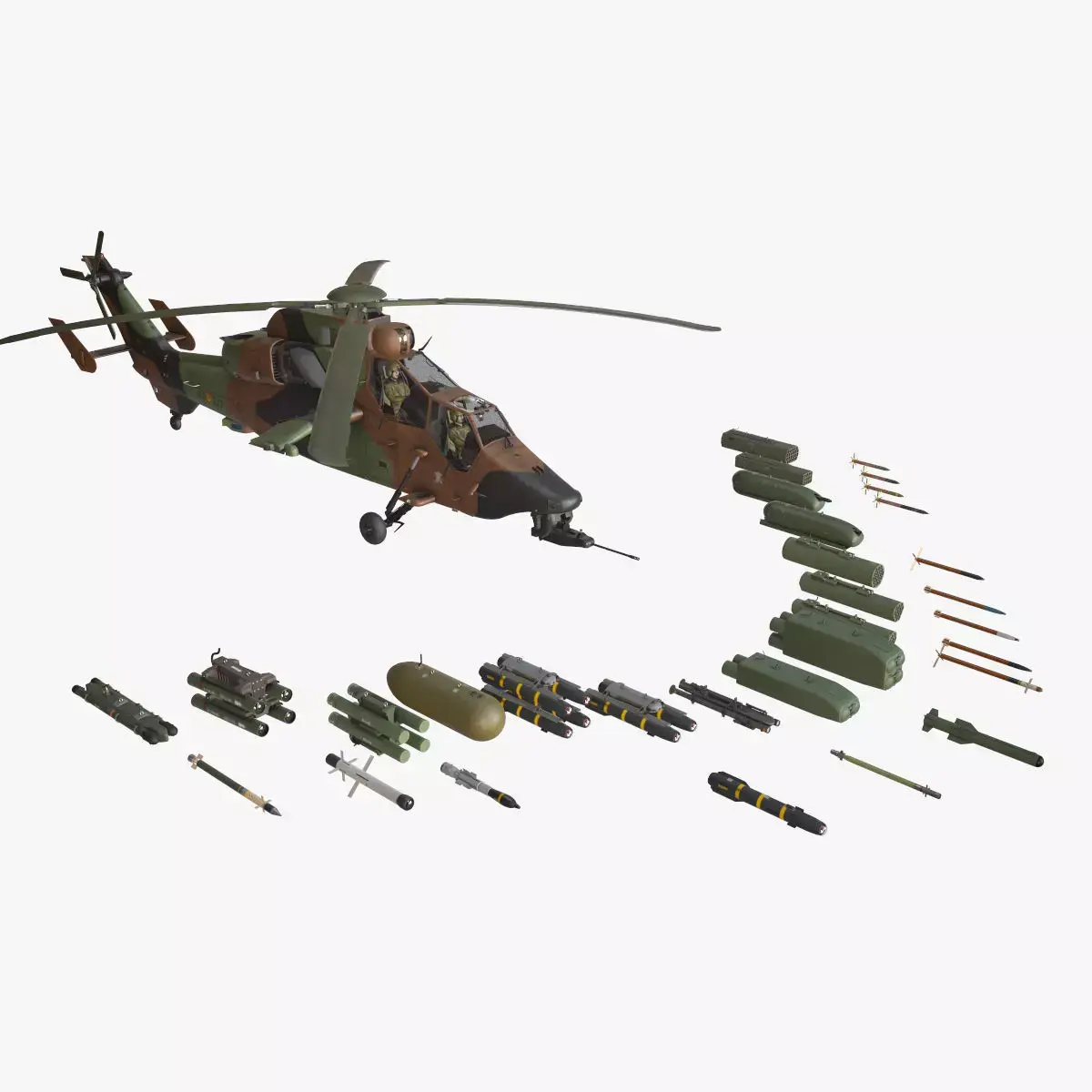 EC-665 Tiger HAD Spainish Army Complex Animation Low-poly 3D model