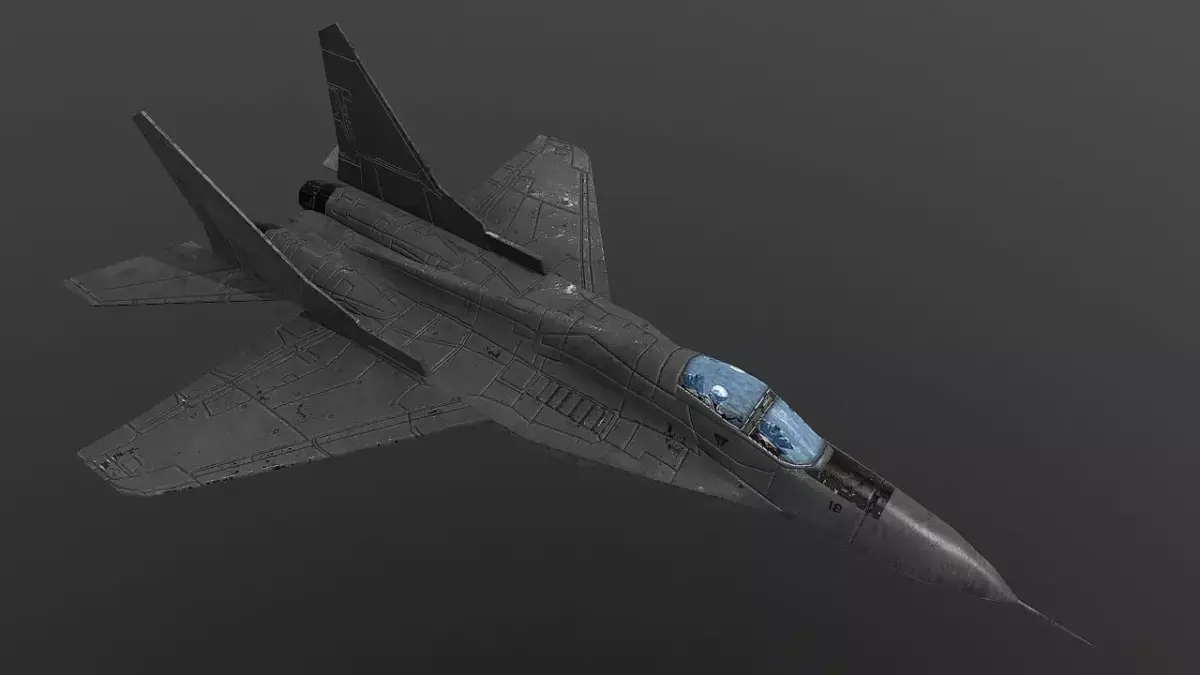 MiG-29 fighter jet flying in sky Low-poly 3D model