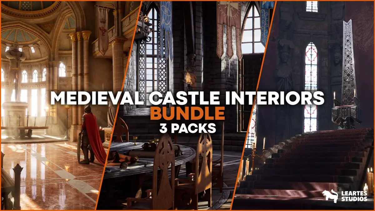 Medieval Castle Interiors Bundle Low-poly 3D model