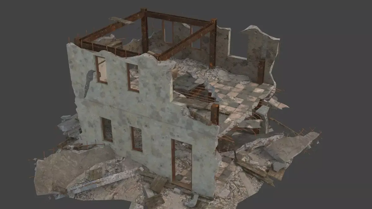 destroyed building Low-poly 3D model