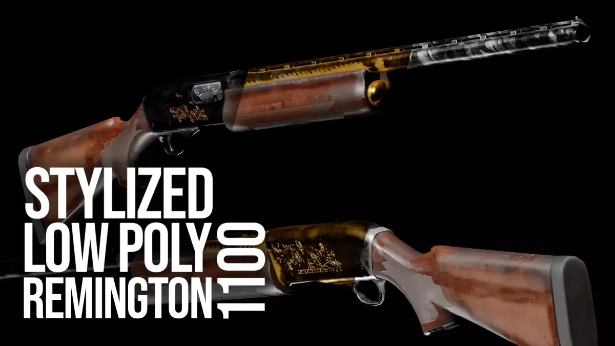 Low Poly Remington 1100 Low-poly 3D model
