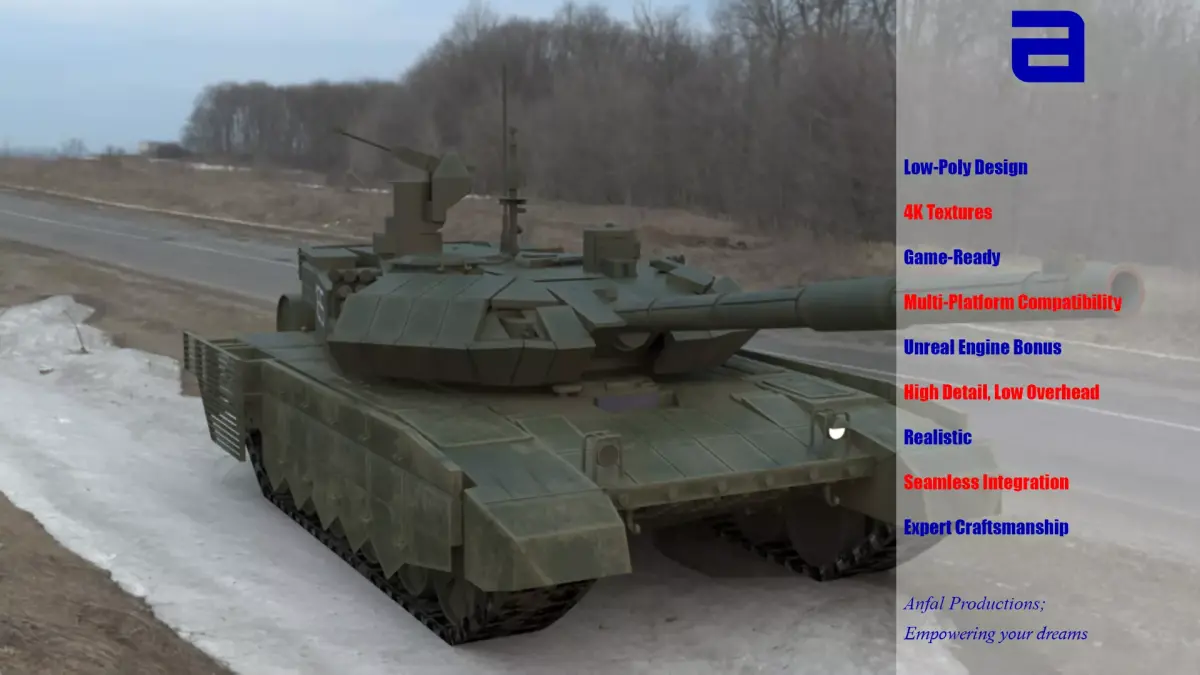 Battle-Worn T90MS Main Battle Tank - 3D Model Low-poly 3D model
