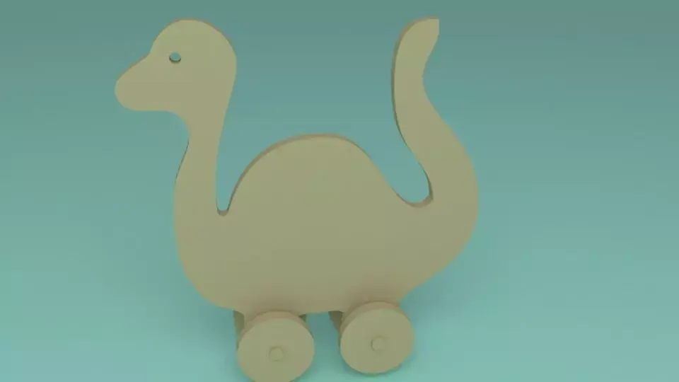 toy wooden Apatosaurus dinosaur 3D model