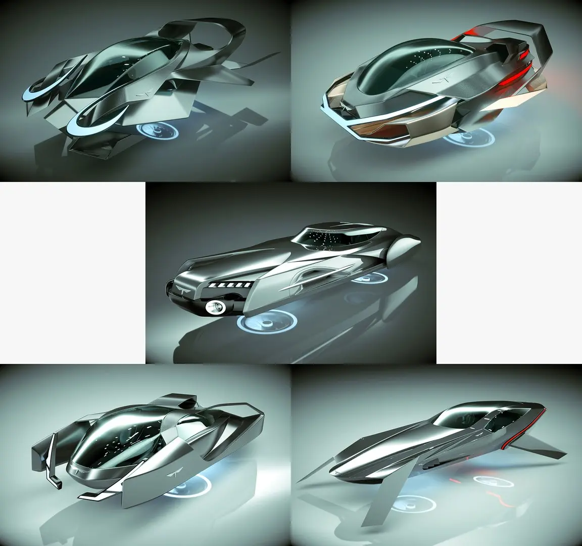 SALE 5 in 1 Cheap Cool Hover Car Collection 05 3D model