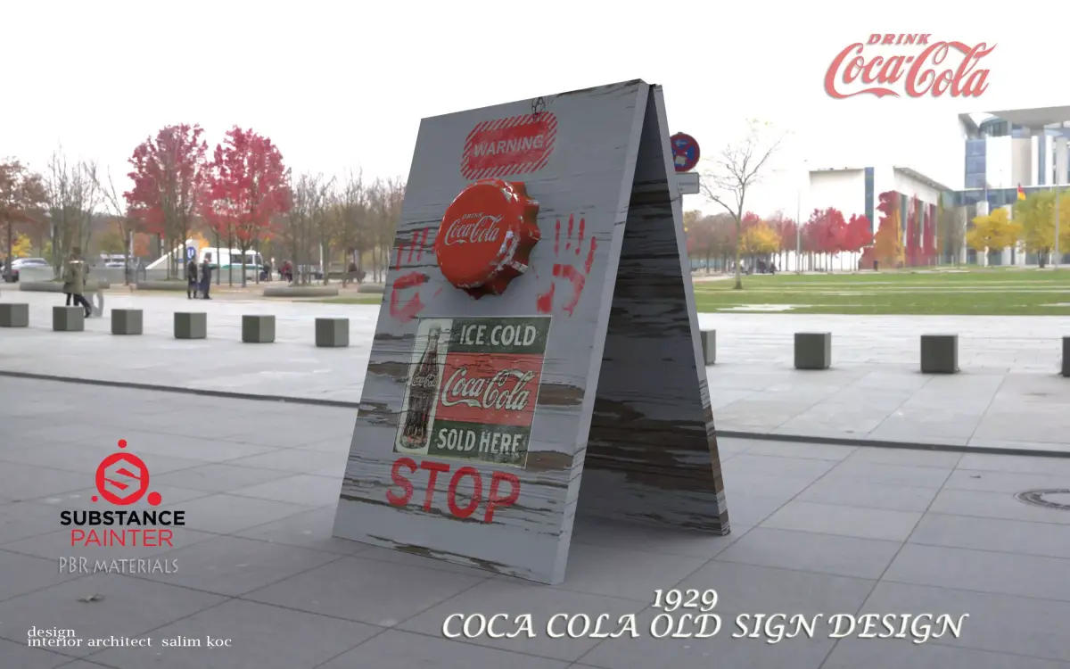  COCA COLA OLD STYLE SIGN DESIGN Low-poly 3D model