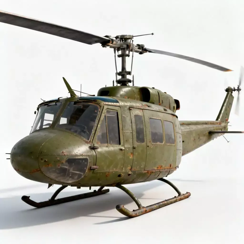 Vintage Jungle Utility Helicopter 3D Model Low-poly 3D model