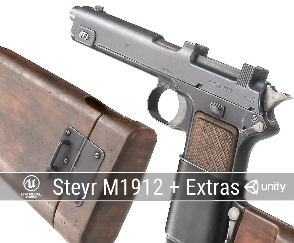 PBR  Steyr M1912 Low-poly 3D model