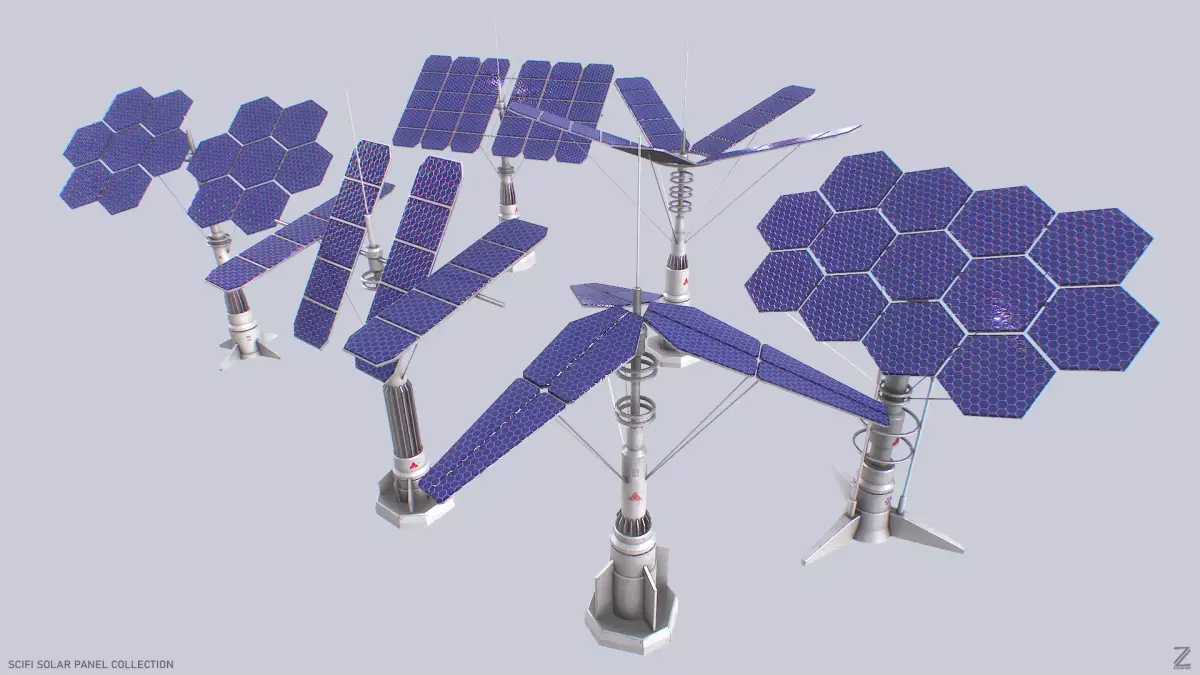 Scifi solar panel collection 3D Model Pack purchase