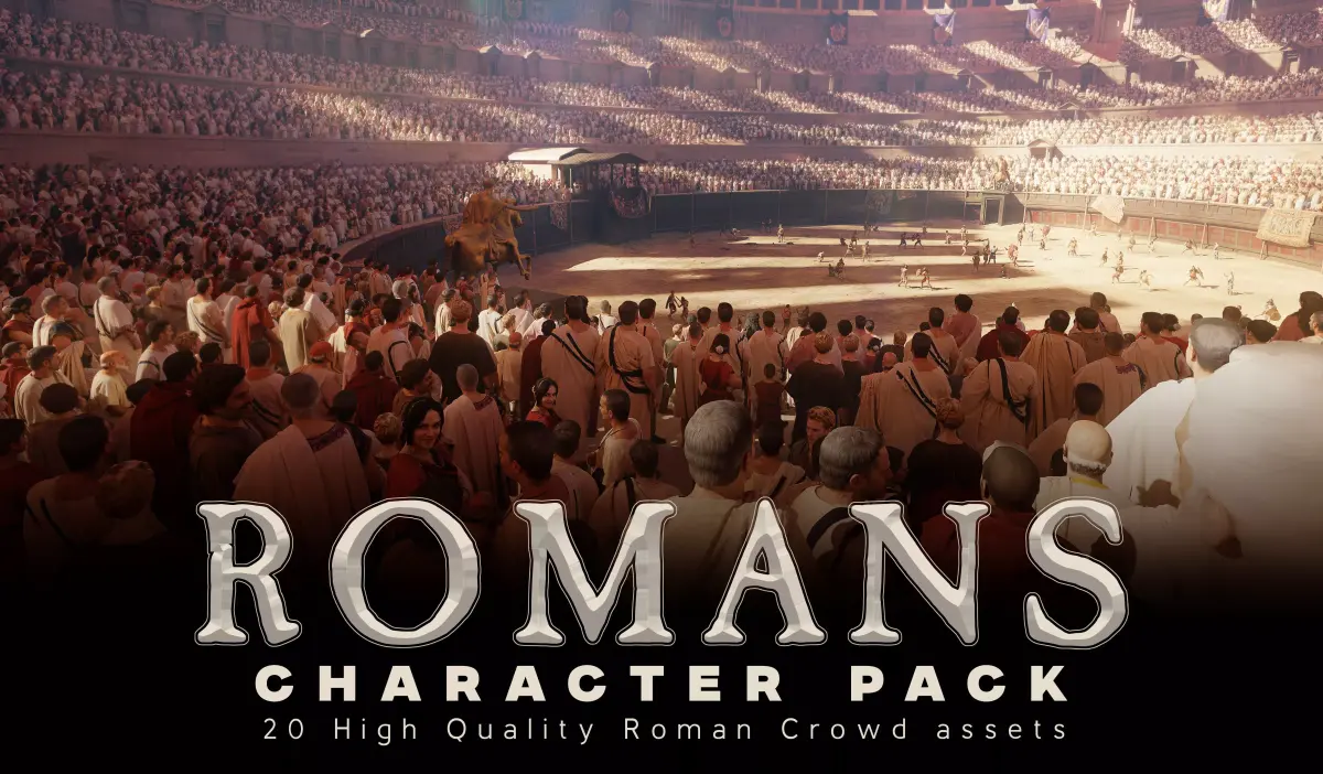 Roman Citizen Crowd Historic Modular Character Asset Pack 3D model