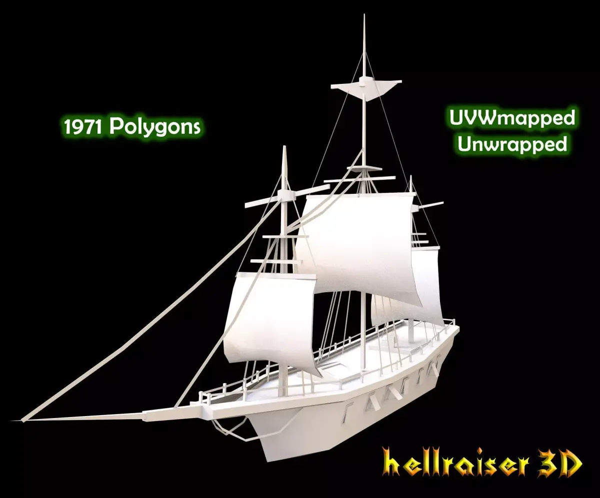 Medieval Ship Low-poly 3D model