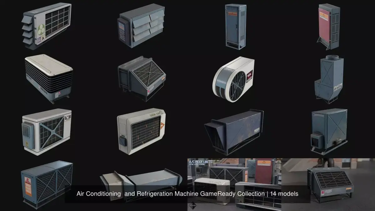 Air Conditioner  and Refrigeration Machine Game Ready Collection 3D Model Pack purchase