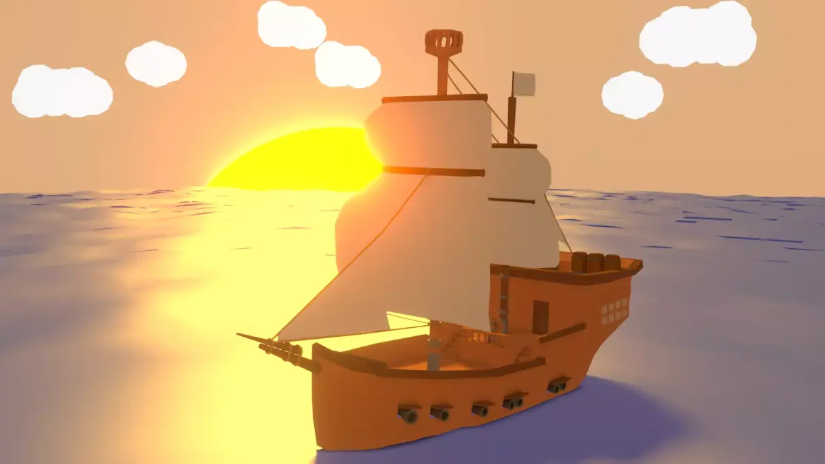 Lowpoly Pirate Ship Low-poly 3D model