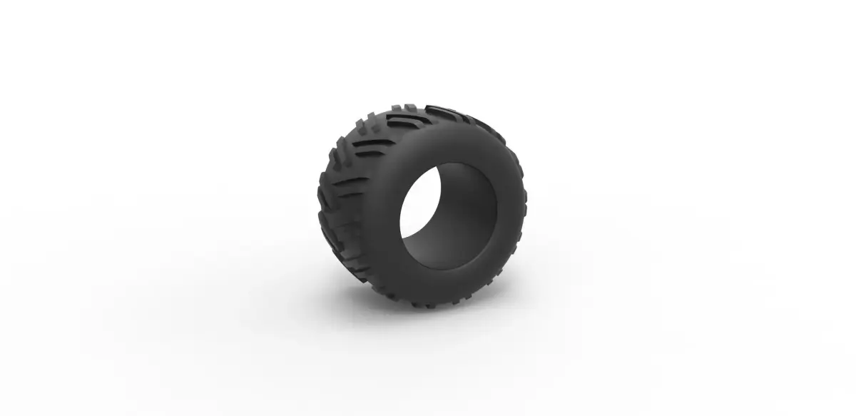 Old school pulling truck tire 3 Scale 1 to 25 3D print model