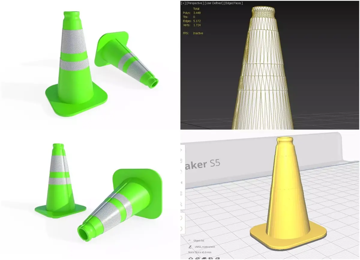 Road Cone M3 - With STL Free low-poly 3D model