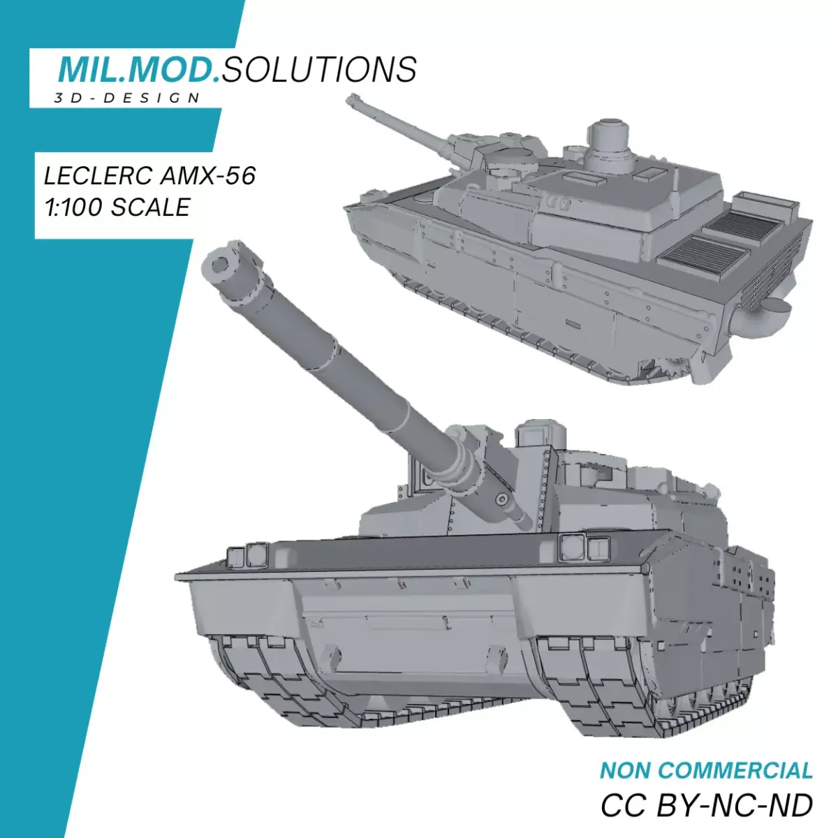 Leclerc AMX-56 Main Battle Tank France NATO 3D print model