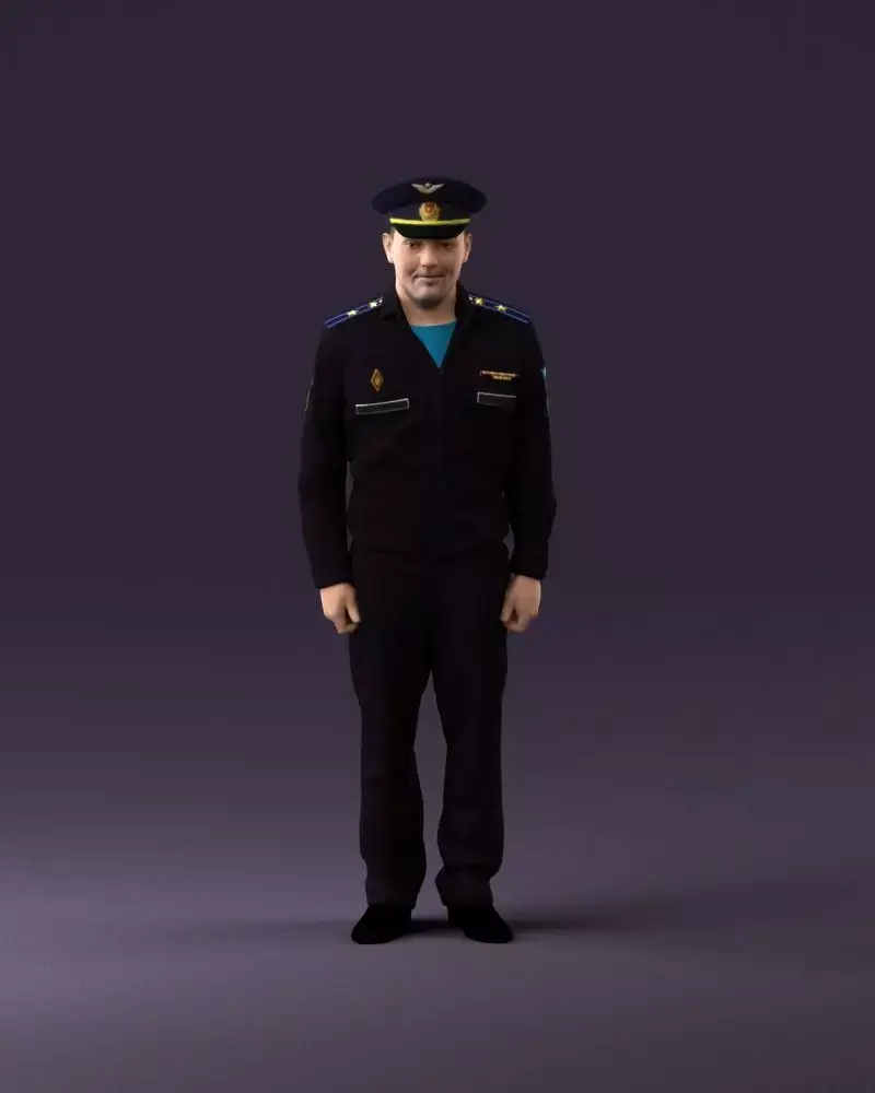 man in russian army blue uniform 1110 3D model