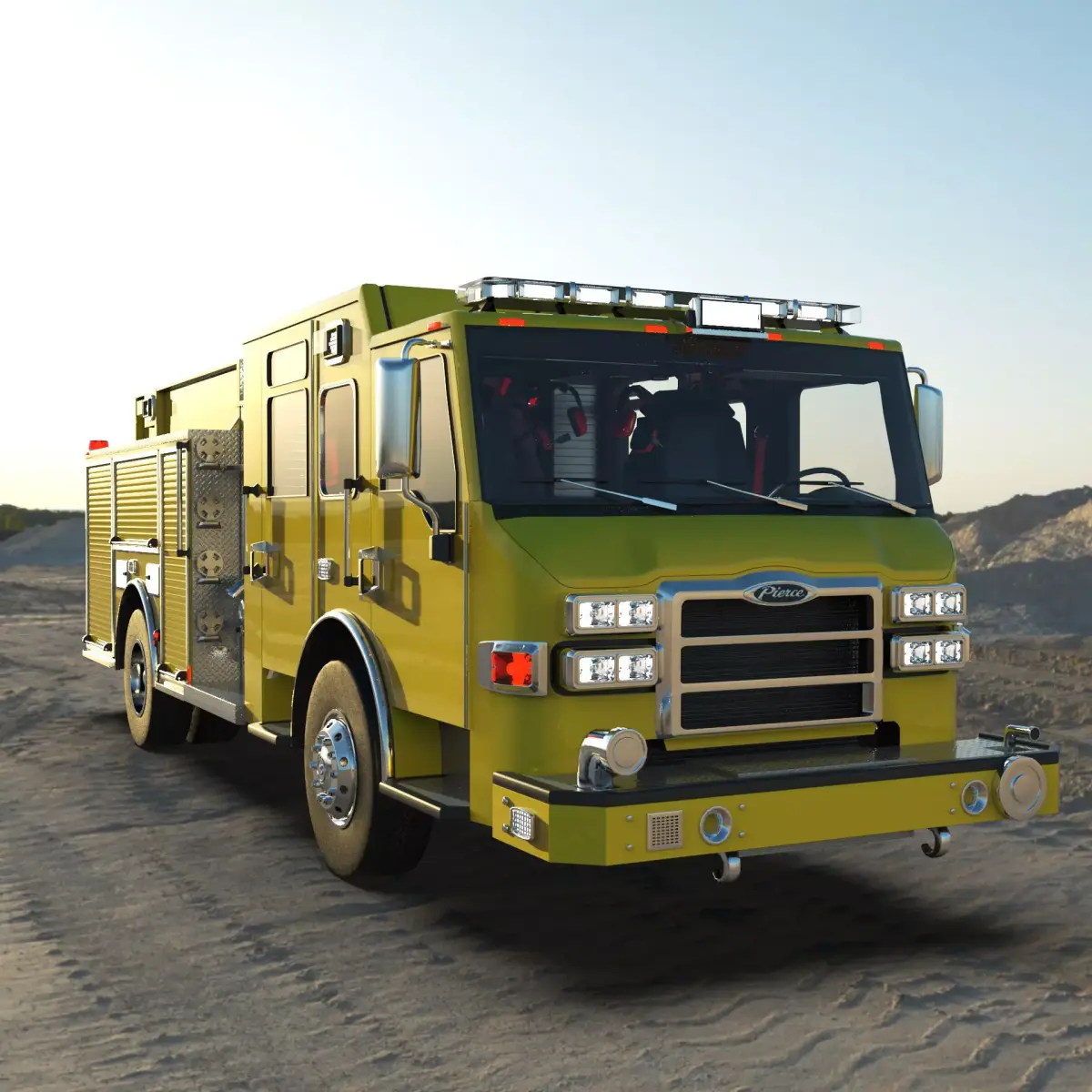 Firetruck Pierce Pumper Velocity chasis lowpoly Low-poly 3D model
