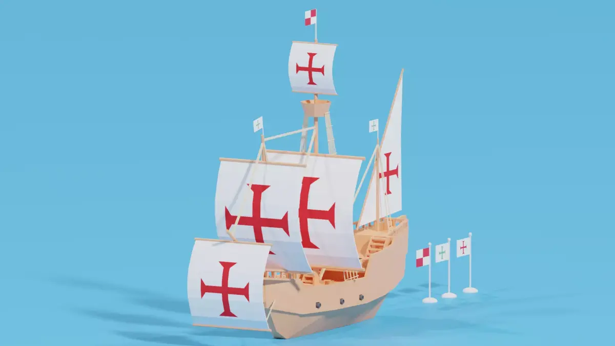 Cartoon Santa Maria Ship Low-poly 3D model