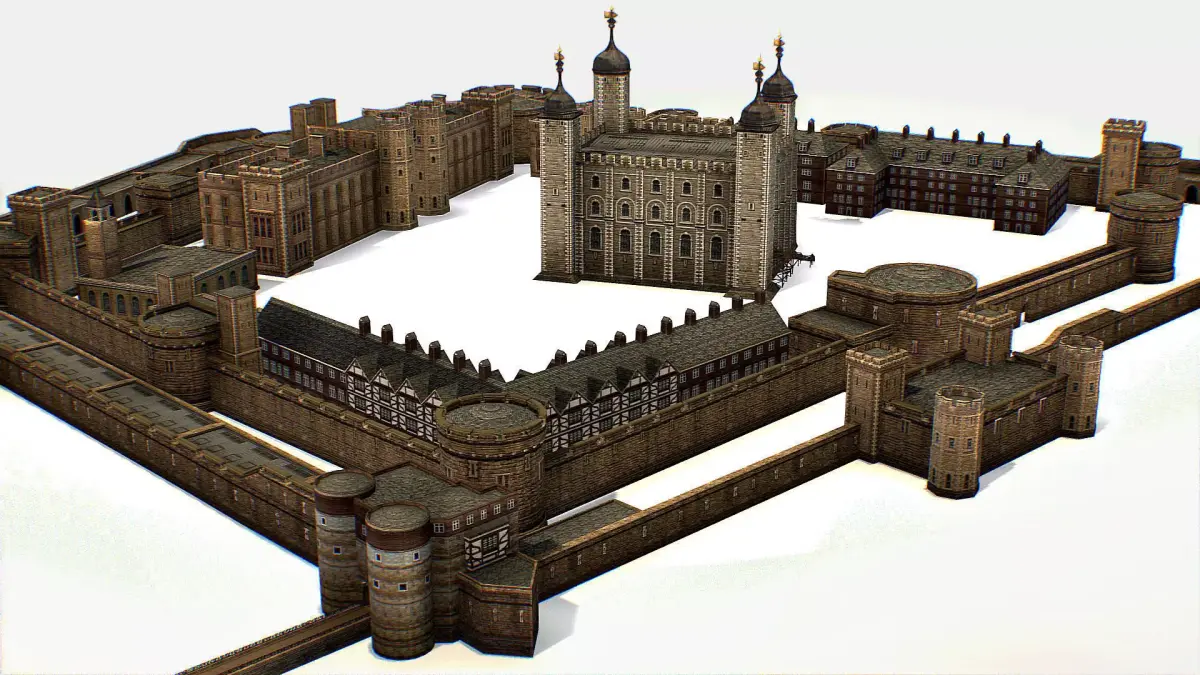 Fortress of the Tower of London historic castle 3d model Low-poly 3D model