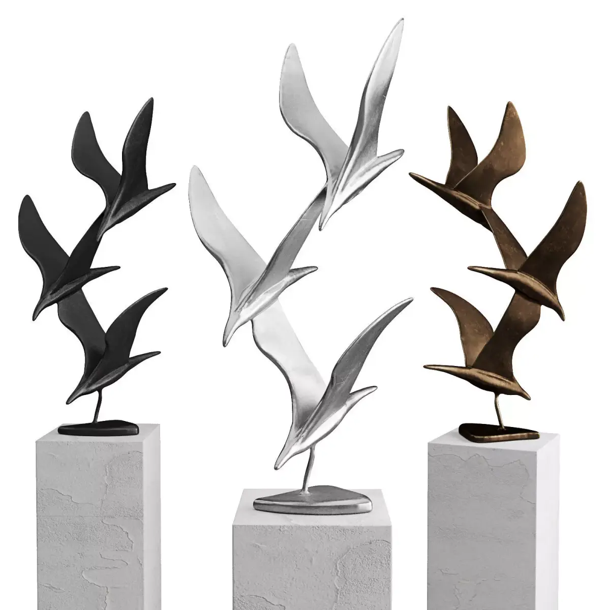 Birds modern art Low-poly 3D model