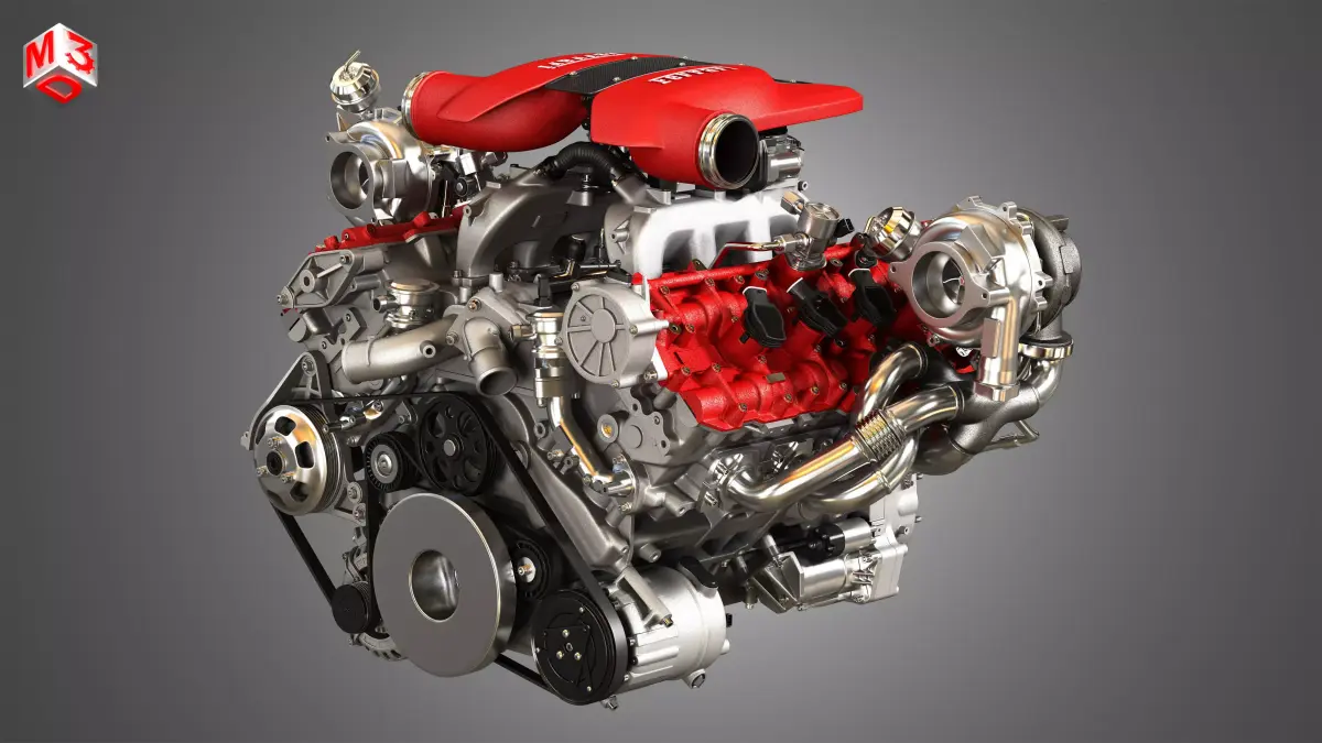F8 Tributo Engine - V8 Twin Turbo Engine  3D model
