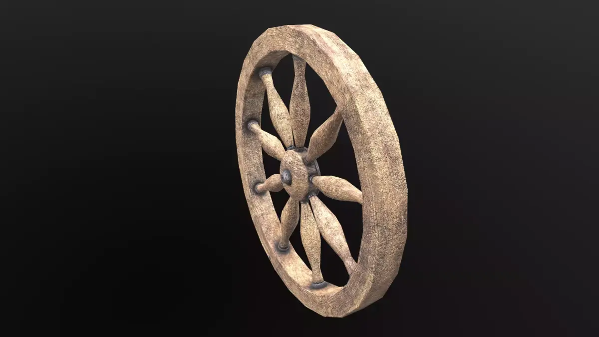 Wagon Wheel 3 Low-poly 3D model