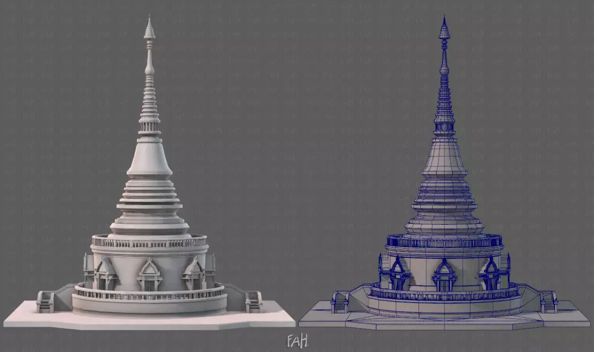 Pagoda V03 Low-poly 3D model