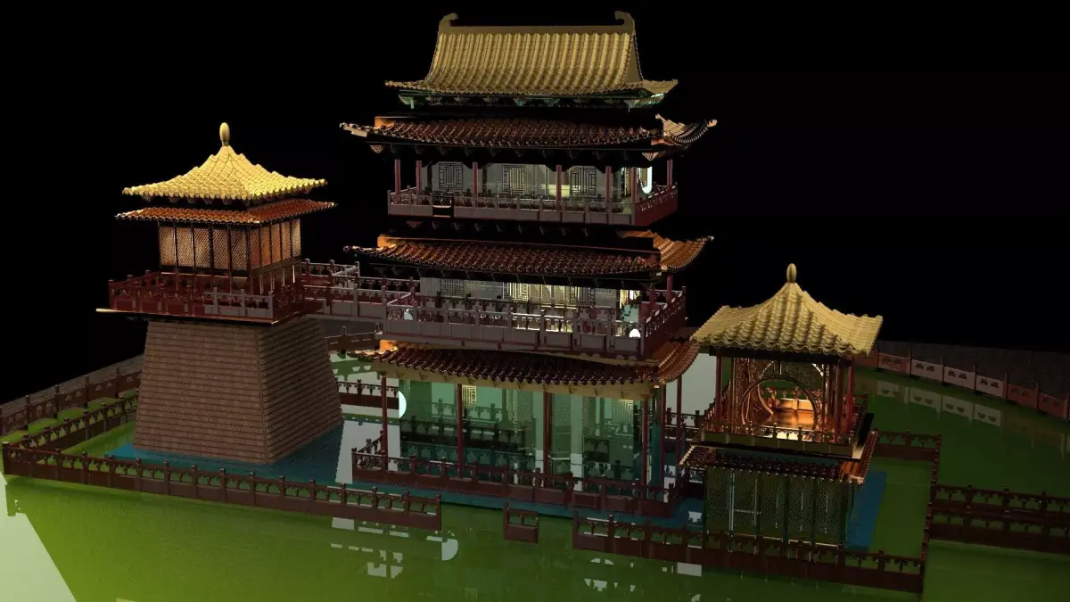 Chinese ancient house  3D model 4